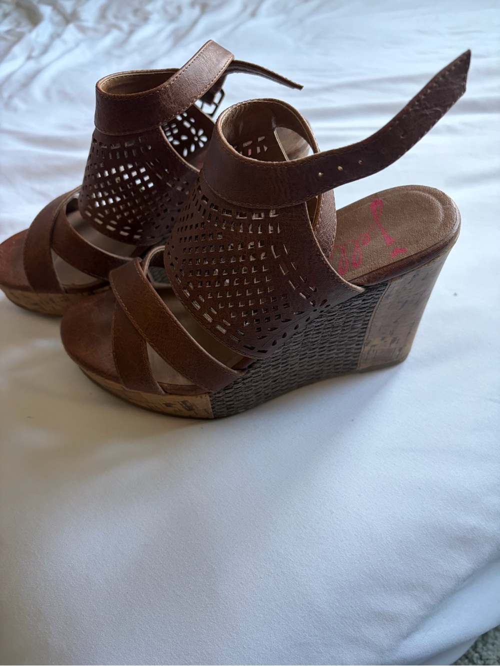 Brown Women's Wedge Sandals - Stylish Cutout Design